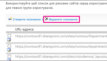 Знімок екрана: параметр "видалити посилання" на сайті надійних сайтів.