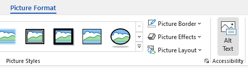 Alt Text button on the Picture Format menu in Word