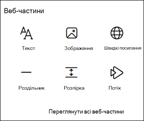 Веб-частини на панелі інструментів