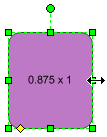 A rectangle with the shape's height and width showing in the text box.