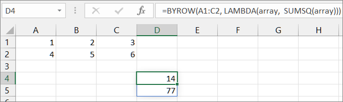 Second BYROW (приклад функції BYROW)