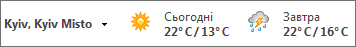 Рядок погоди, де температура відображається у градусах за Цельсієм