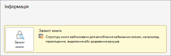 Захист книги в меню "Відомості"