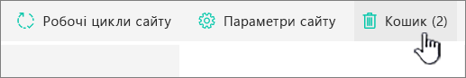 Кнопка кошика сторінки "Вміст сайту SharePoint Online"