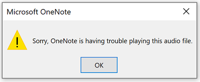 На жаль, OneNote виникають проблеми з відтворенням цього аудіофайлу.
