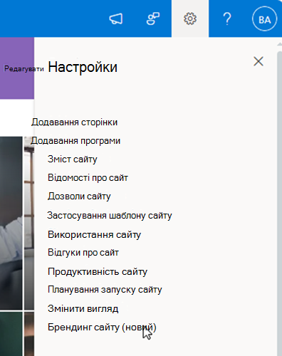 Знімок екрана: елемент брендингу сайту