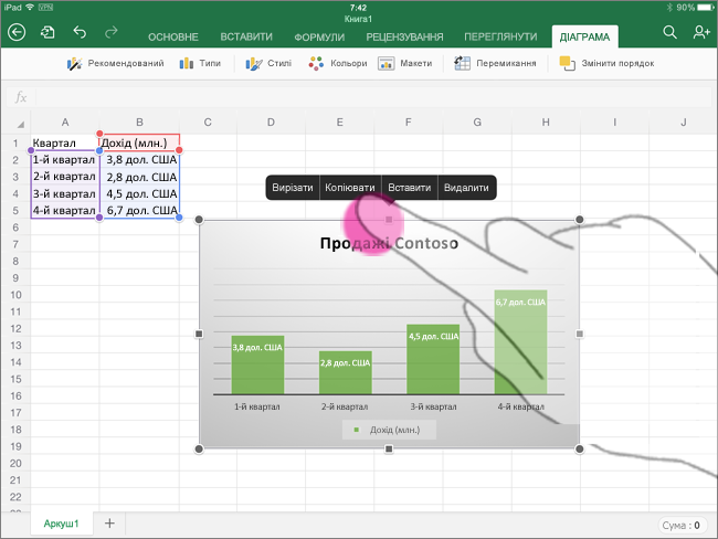 Копіювання діаграми з Excel для iPad