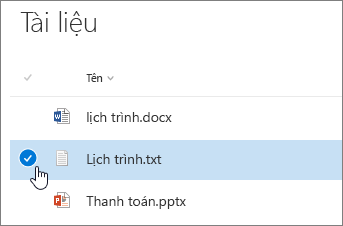 Tài liệu được tô sáng bằng con trỏ trên hộp kiểm