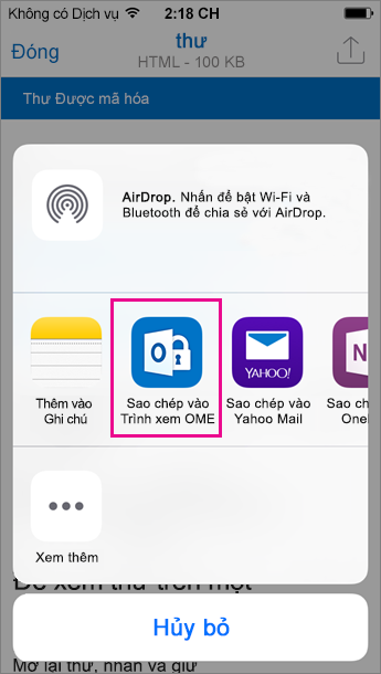 Trình xem OME cho Outlook for iOS 3