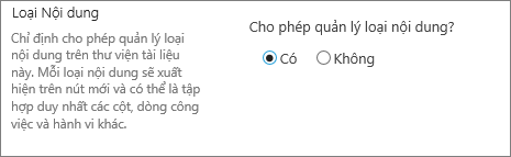 Nút cho phép quản lý các loại nội dung trong cài đặt Nâng cao