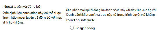 Cài đặt ngoại tuyến và đồng bộ cho danh sách