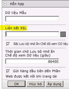 Thuộc tính Nối kết XSL trên menu Phần Web