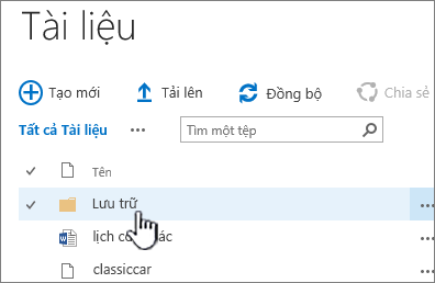 Thư viện tài liệu SharePoint 2016 với thư mục được tô sáng