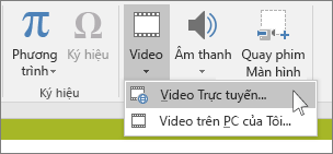 Nút trên dải băng để chèn video trực tuyến trong PowerPoint
