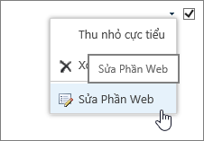 Menu soạn thảo Phần Web được tô sáng