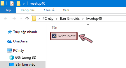 Bấm đúp vào lwsetup.exe bắt đầu cài đặt phần bổ trợ LiveWeb.