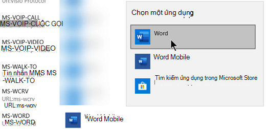 Chuyển đổi từ Word Mobile sang Word cho giao thức mở mẫu từ web.