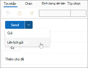 Sử dụng Tính năng Lên lịch Gửi trong Outlook for Windows mới