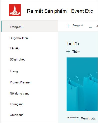 SharePoint menu bên trái site nhóm