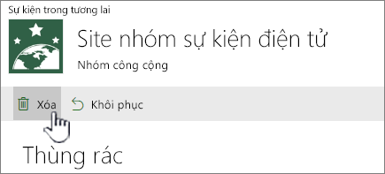 Nút Xóa mục trong Thùng rác trong SharePoint Online