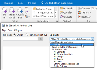 Sau khi nhập liên hệ Gmail của mình, bạn có thể tìm thấy chúng trong Office 365 bằng cách chọn Sổ Địa chỉ