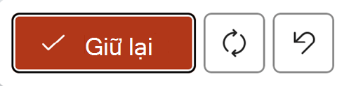 Menu xuất hiện khi bạn tạo hoặc viết lại nội dung với Copilot trong PowerPoint hiển thị các nút "Giữ lại", "Tạo lại" và "Bỏ".