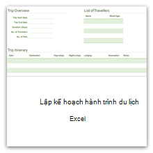 Công cụ lập kế hoạch du lịch cho Excel