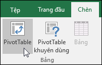 Đi tới Chèn > PivotTable để chèn một PivotTable trống