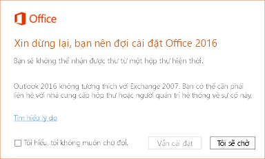 Lỗi: Xin dừng lại, bạn nên đợi để cài đặt Office 2016