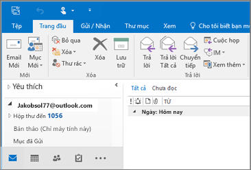 Hình ảnh giao diện khi bạn có tài khoản Outlook.com tài khoản trong Outlook 2016.