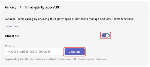 Bật API trong cài đặt Quyền riêng tư