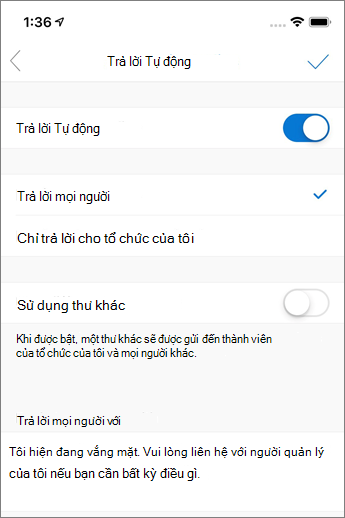 Tạo một autoreply trong Outlook Mobile