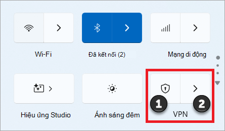 Chuyển đổi cài đặt nhanh VPN trong Windows 11.