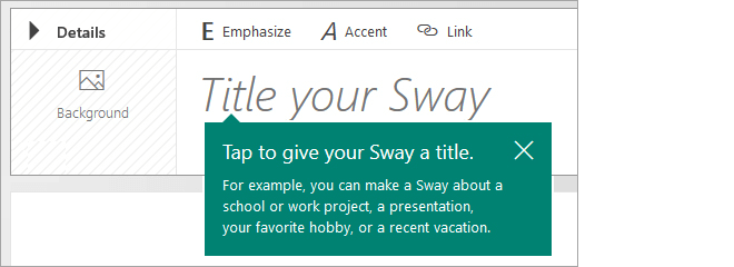 Lời nhắc title bên trên dòng sản phẩm nội dung Sway