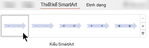 Trên tab Thiết kế SmartArt, bạn có thể dùng Kiểu SmartArt để chọn hình dạng, màu và hiệu ứng cho đồ họa của bạn.