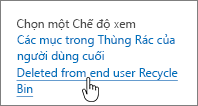 Thùng rác SharePoint 2013 với xóa khỏi người dùng được tô sáng