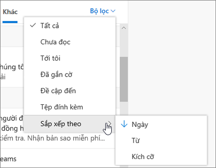 Lọc email trong Outlook trên web