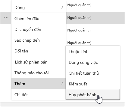 Bấm vào Không phát hành