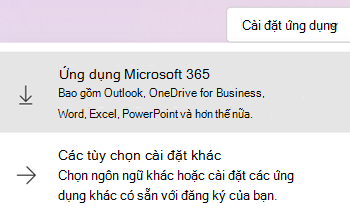 Cài đặt ứng dụng tại Microsoft365.com