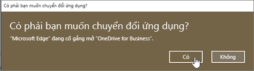 Hộp thoại ứng dụng chuyển đổi trình duyệt trên Windows 10 Edge có được tô sáng