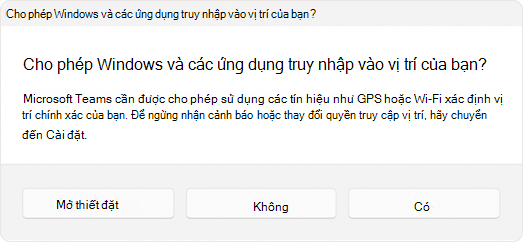 Ảnh chụp màn hình lời nhắc yêu cầu người dùng cho phép ứng dụng truy nhập vào vị trí.