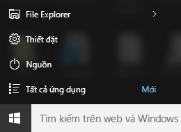 Ứng dụng cài đặt menu bắt đầu của Windows 10