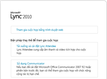 Màn hình Gia nhập Cuộc họp trong Lync 2010