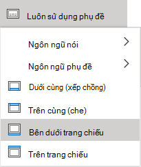 Thiết đặt phụ đề trong PowerPoint Online.