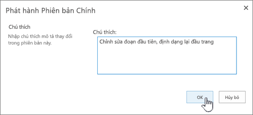 Điền chú thích và bấm OK