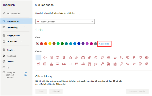 Sửa Lịch trong Lịch Web Outlook