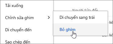 Tô sáng tệp bằng tính năng Chỉnh sửa ghim và Bỏ ghim được tô sáng