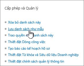 Phần quản lý quyền của menu thiết đặt