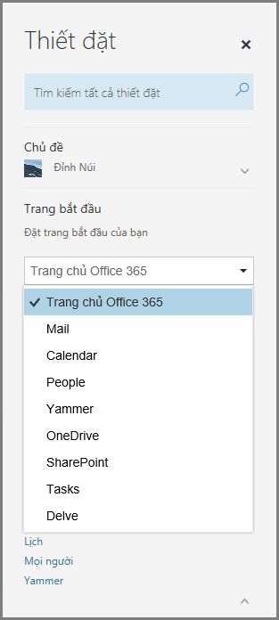 Thay đổi trang bắt đầu Office 365 của bạn