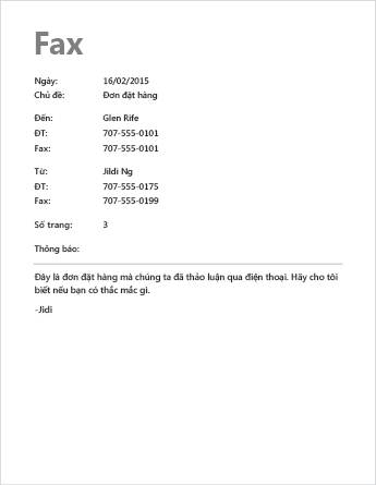 Mẫu Trang bìa Fax